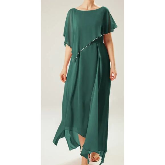 AW BRIDAL sz 6 M Emerald green beaded pearl Orla mother of bride dress NEW 0B14 - Picture 3 of 5